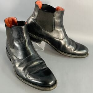 PARABOOT Size 10 Black Leather Rubber Sole Chelsea Boots